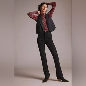 Anthropologie Pilcro The Split Straight Jeans, Black, Size 28